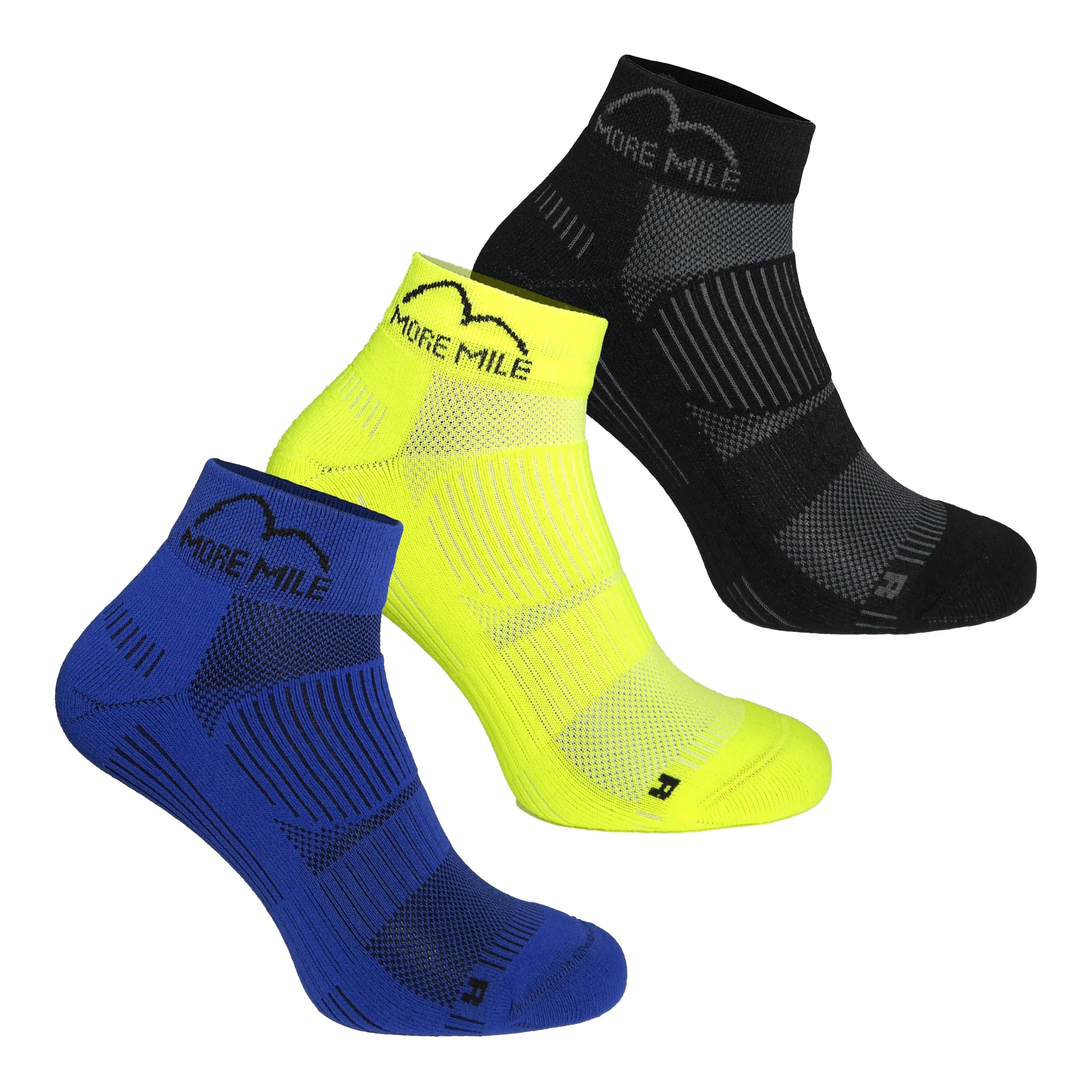 More Mile London 2.0 (3 Pack) Eco Friendly Running Socks - Multi