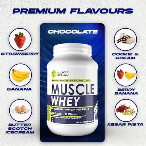 Muscle Asylum Premium Whey Protein l 1kg, 25 Servings l Double Chocolate l With Genuine Lab Reports l Muscle Building & Recovery | Increased Muscle