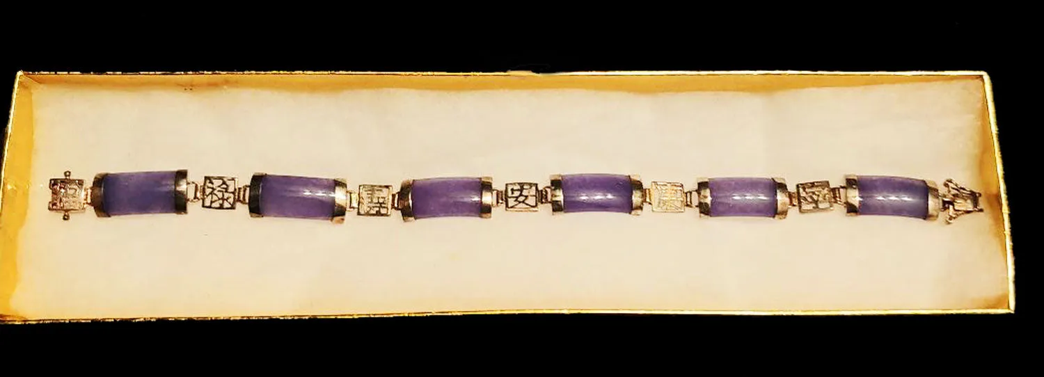 *NEW - BEAUTIFUL STERLING SILVER & PERIWINKLE JADE BRACELET