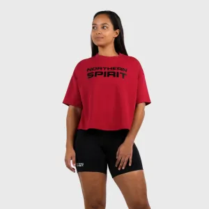 NORTHERN SPIRIT - BAGGY TOP WOMEN OVERSIZED CROP TOP - CARMINE