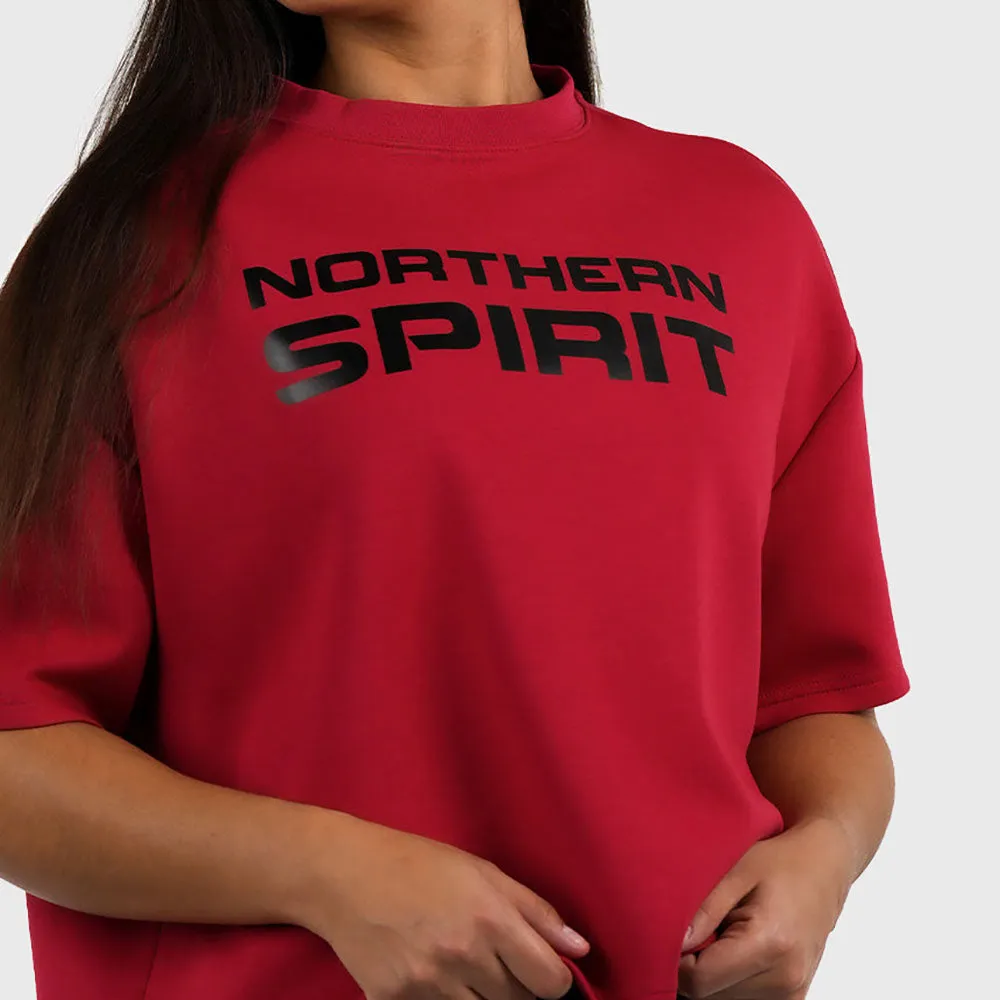 NORTHERN SPIRIT - BAGGY TOP WOMEN OVERSIZED CROP TOP - CARMINE