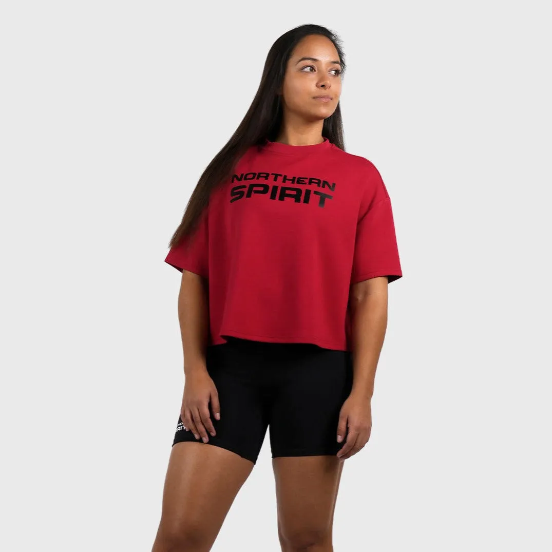 NORTHERN SPIRIT - BAGGY TOP WOMEN OVERSIZED CROP TOP - CARMINE