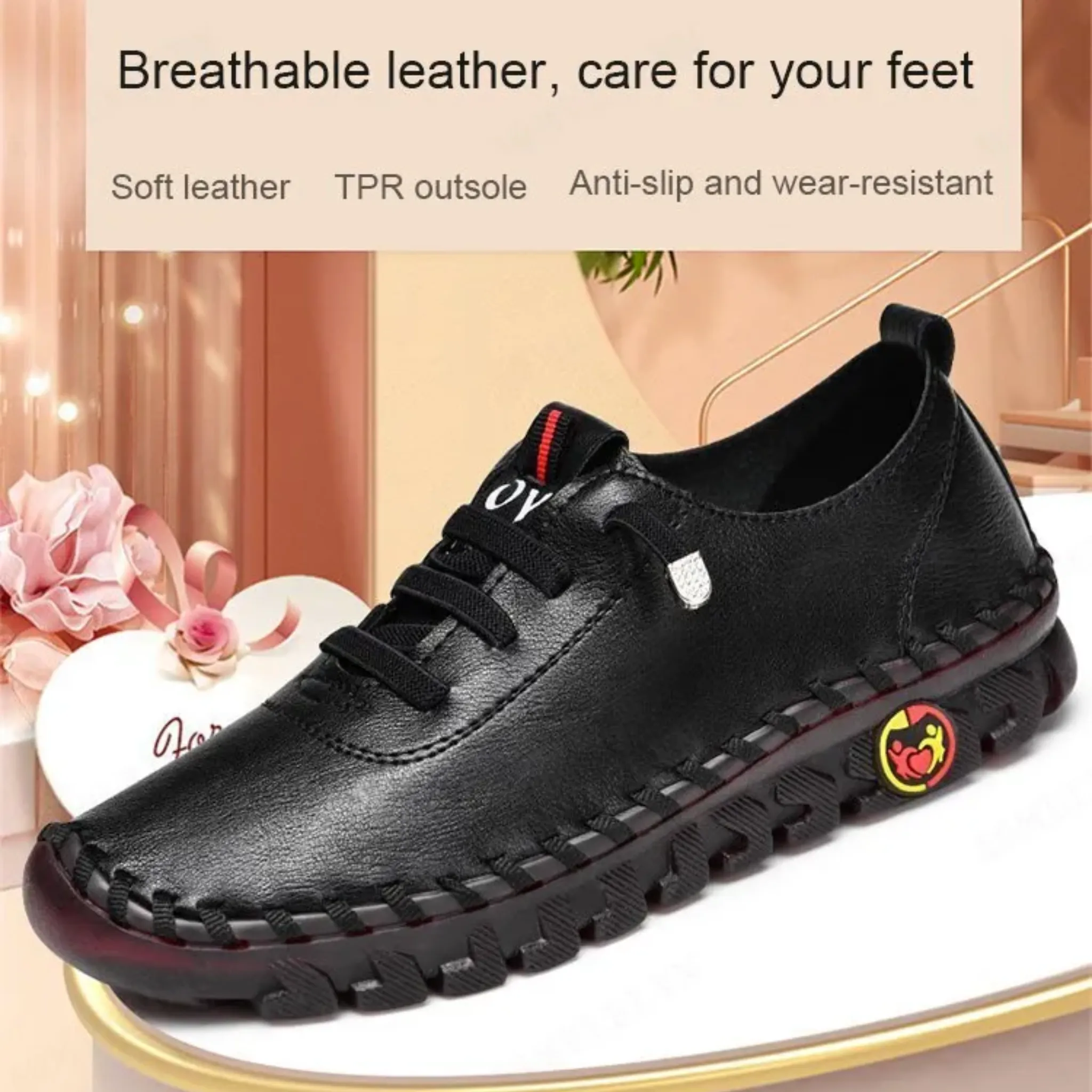 OCW Women Orthopedic Shoes Breathable Lace Up Arch-support Leather Trending