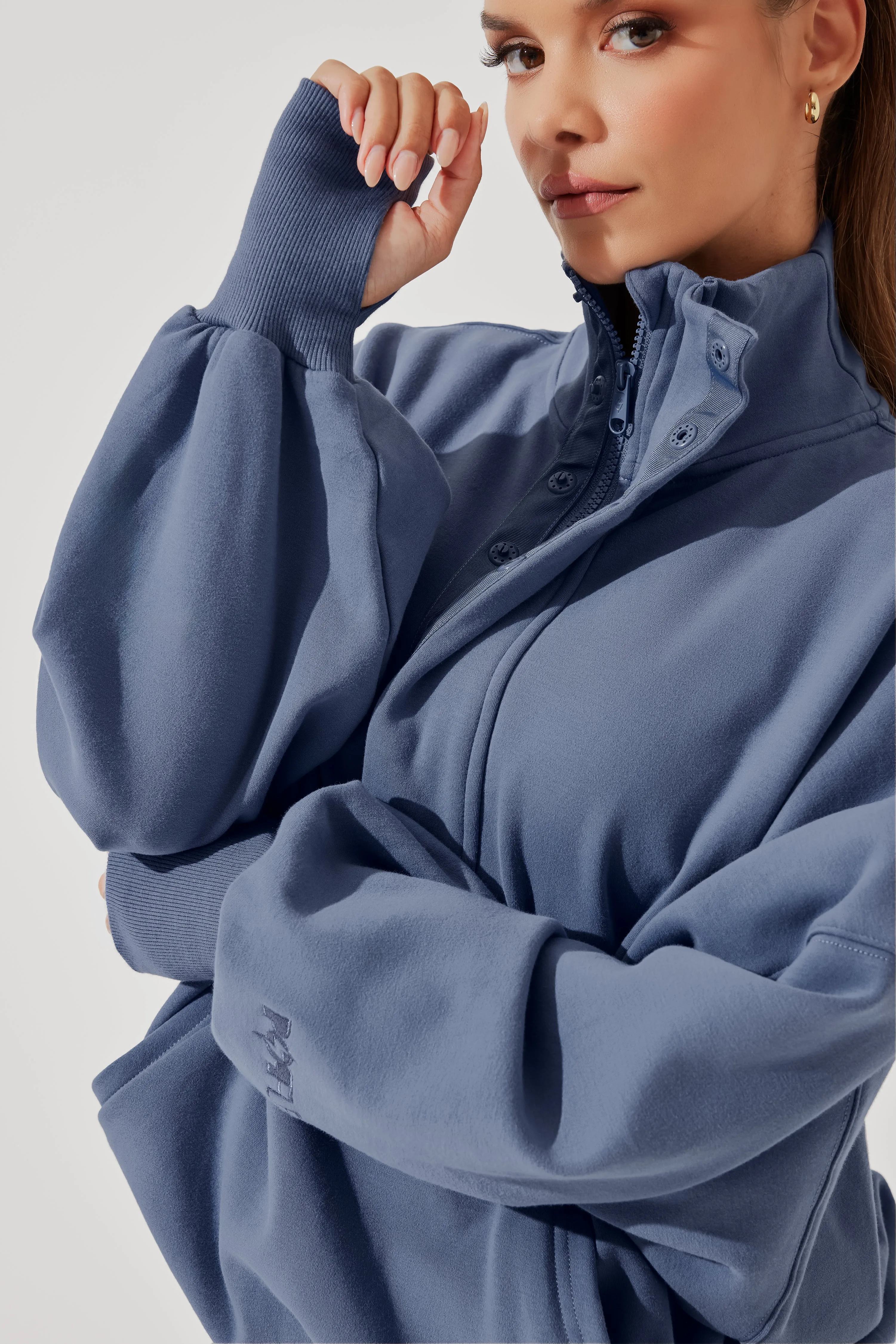 Ooey Gooey Half Zip Sweater - Blue Dusk