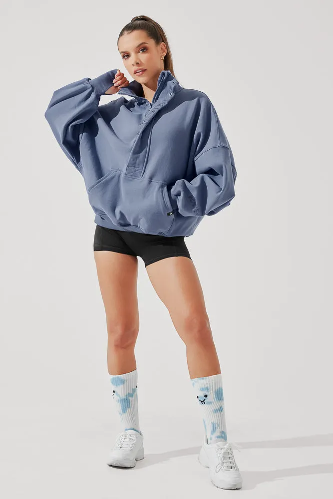 Ooey Gooey Half Zip Sweater - Blue Dusk