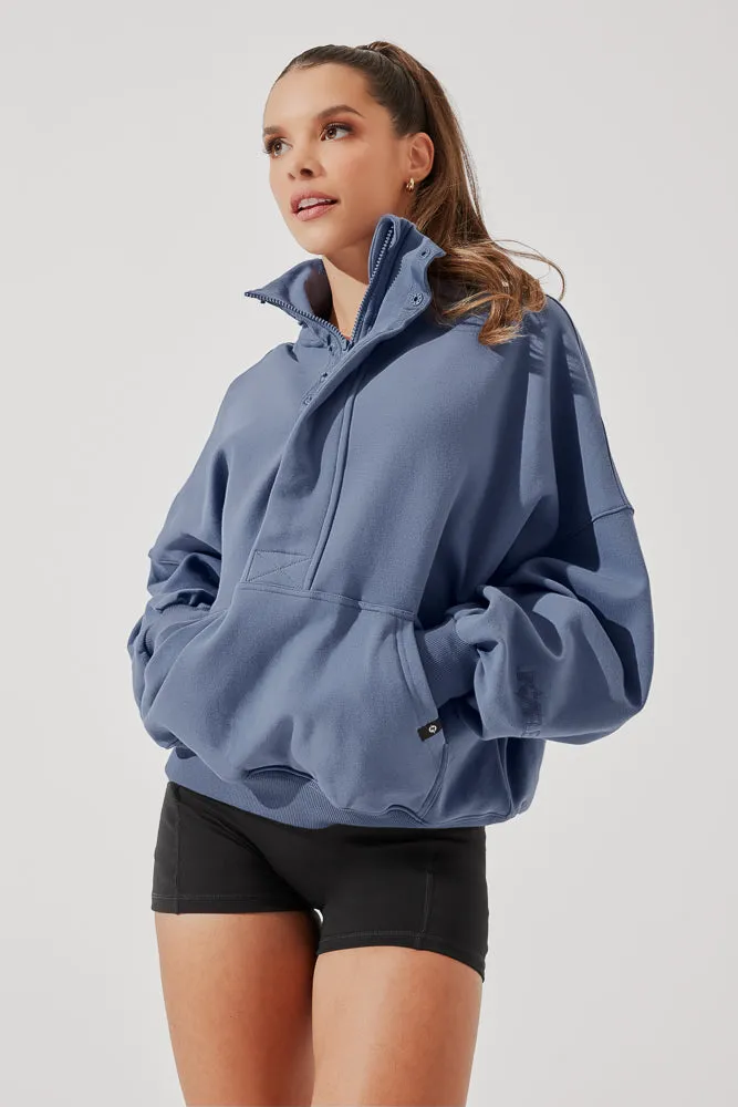 Ooey Gooey Half Zip Sweater - Blue Dusk