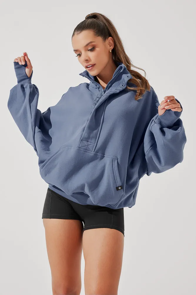 Ooey Gooey Half Zip Sweater - Blue Dusk