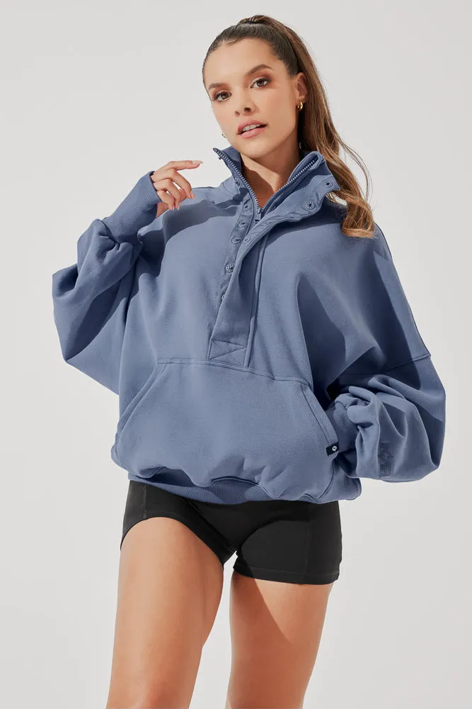 Ooey Gooey Half Zip Sweater - Blue Dusk