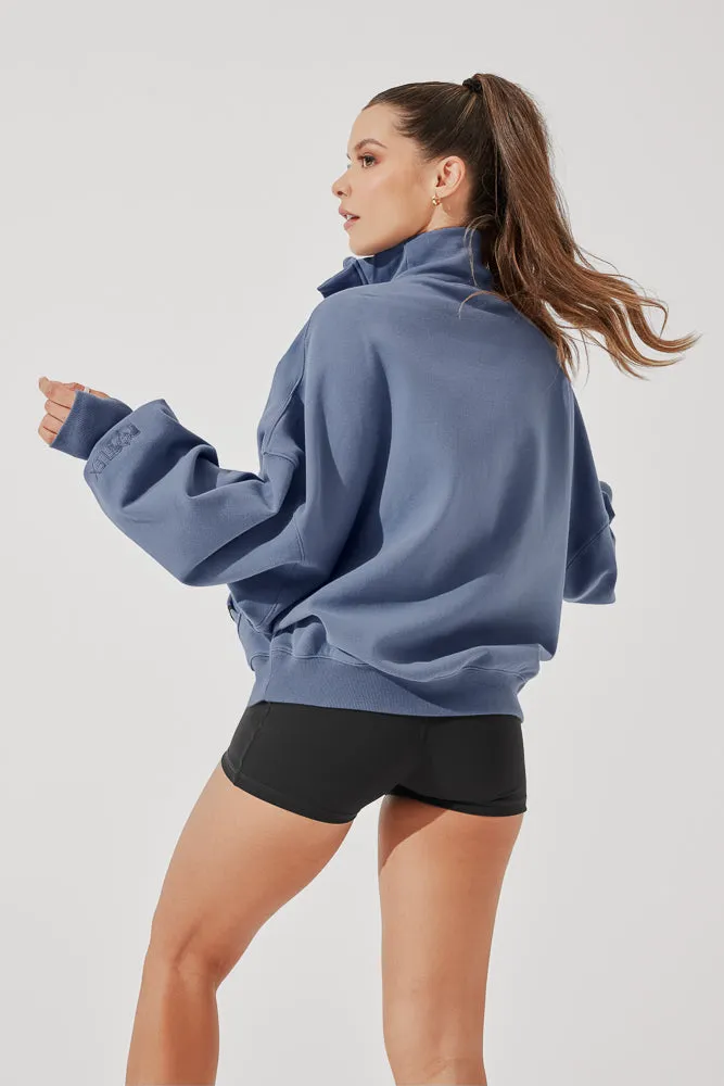 Ooey Gooey Half Zip Sweater - Blue Dusk