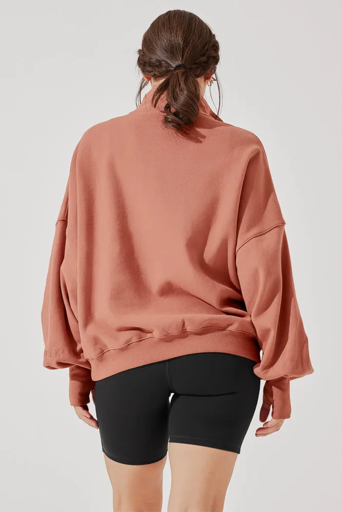 Ooey Gooey Half Zip Sweater - Canyon Clay