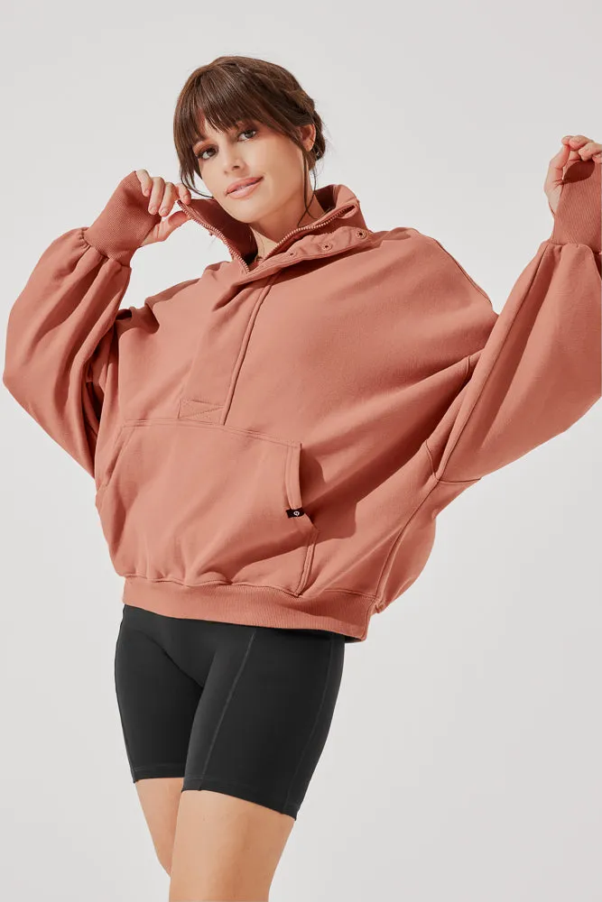 Ooey Gooey Half Zip Sweater - Canyon Clay