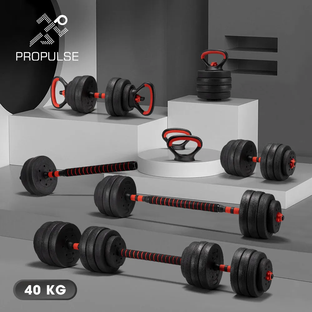 ProPulse Adjustable Dumbbell Barbell Set Home Weights Exercise  15/20/25/40KG