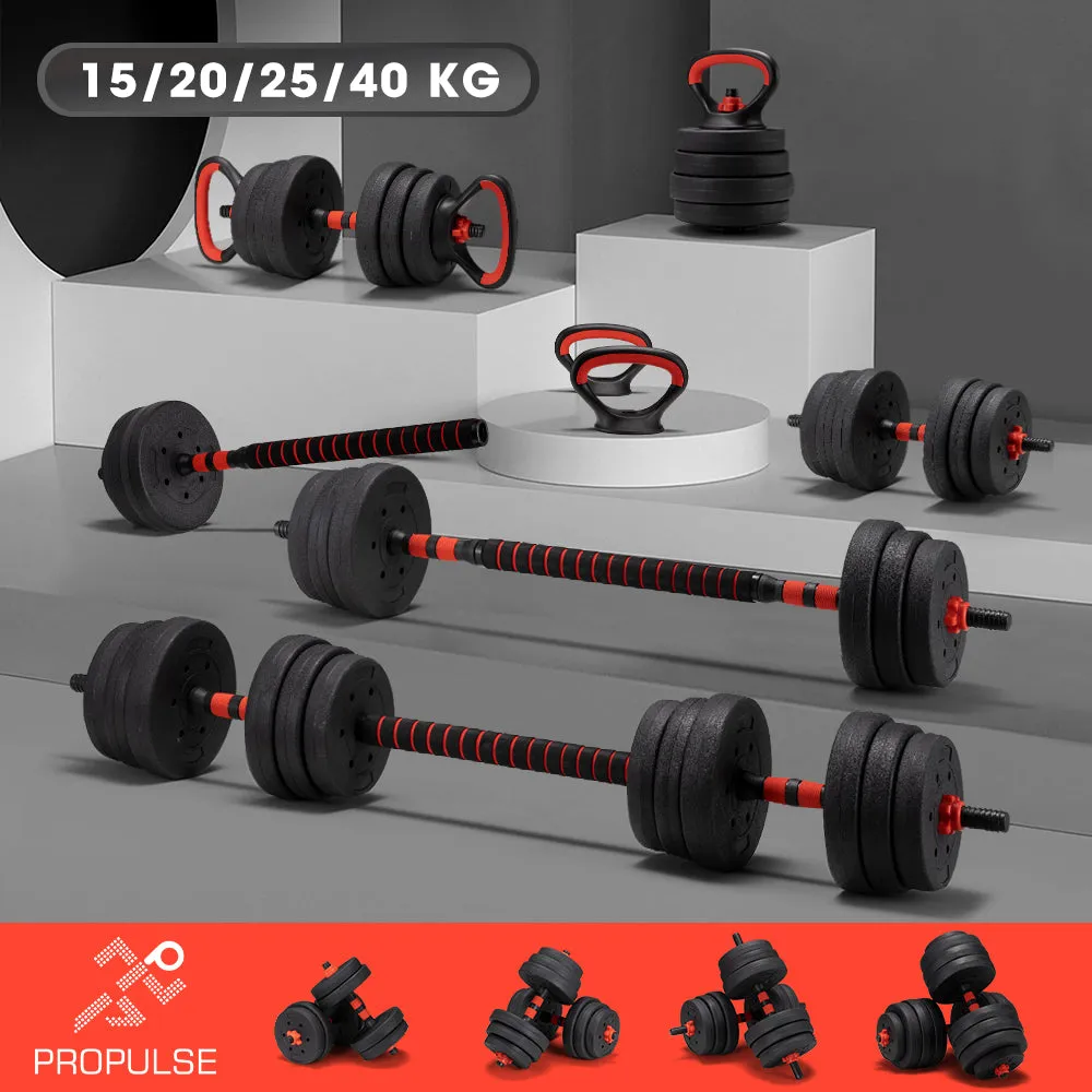 ProPulse Adjustable Dumbbell Barbell Set Home Weights Exercise  15/20/25/40KG