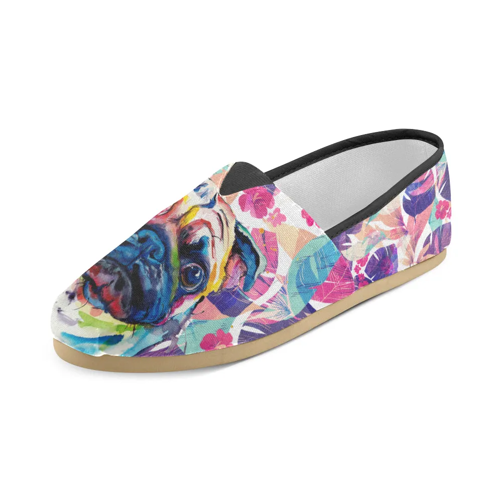 Pug flower Art  Women's Casual Shoes