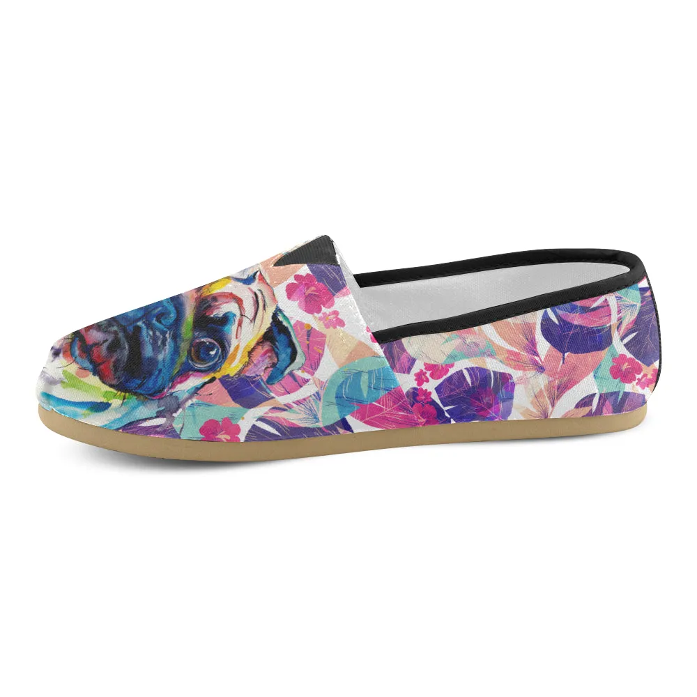 Pug flower Art  Women's Casual Shoes