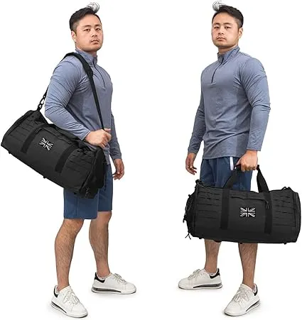 QT&QY 40L Military Tactical Duffle Bag for Men Sport Gym Fitness Tote Travel Training Workout with Shoe Compartment Football Weekender