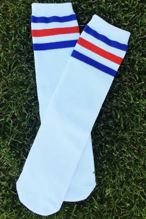 Red & Blue Stripe Knee High Socks