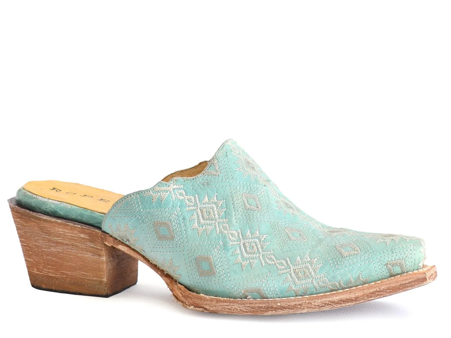 Roper Womens Anika Light Blue Leather Mules Shoes