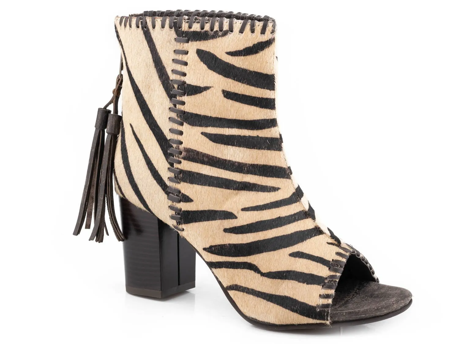 Roper Womens Betsy Zebra Hair-On Leather Sandals Shoes