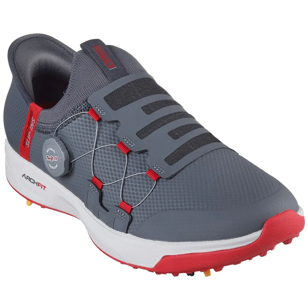 Skechers Slip Ins Elite Vortex Waterproof Spiked Shoes - Charcoal/Red