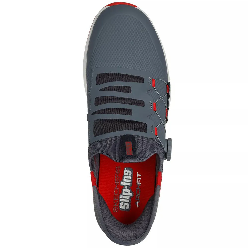 Skechers Slip Ins Elite Vortex Waterproof Spiked Shoes - Charcoal/Red