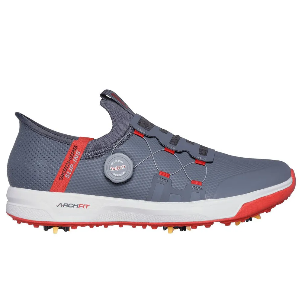 Skechers Slip Ins Elite Vortex Waterproof Spiked Shoes - Charcoal/Red