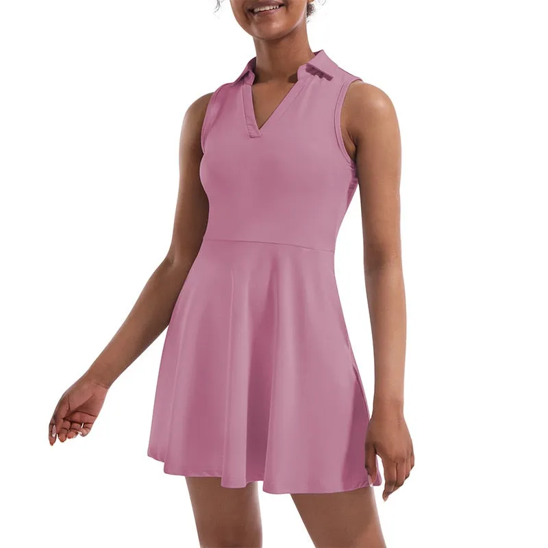 Sleeveless Mini Tennis/Golf Dress with Shorts