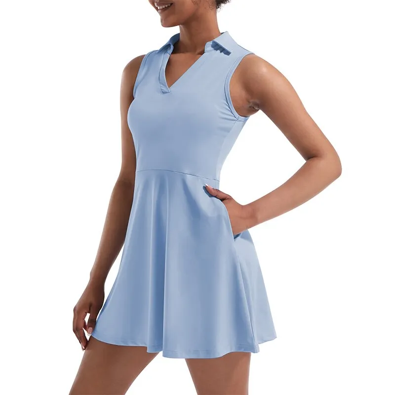 Sleeveless Mini Tennis/Golf Dress with Shorts