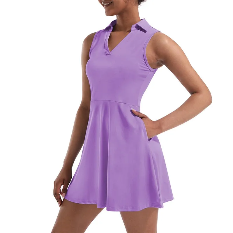 Sleeveless Mini Tennis/Golf Dress with Shorts