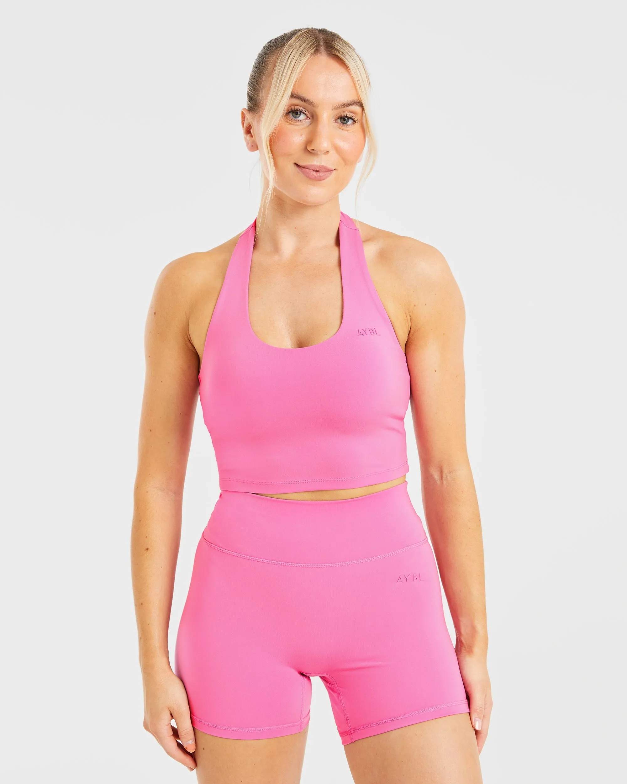 Staple Halterneck Crop Top - Summer Pink