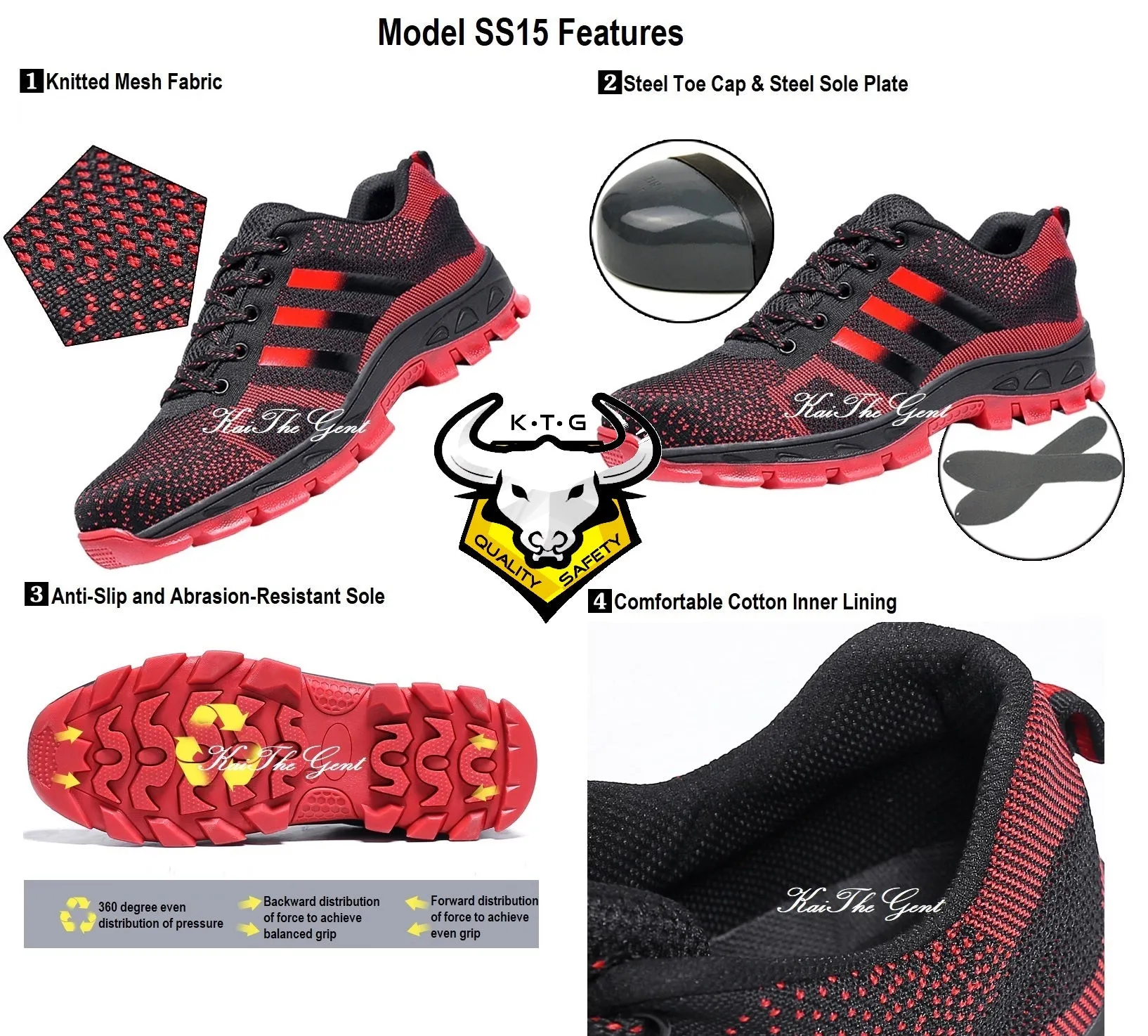 Steel Toe Sports Safety Shoes - Model SS15 (Option 3)