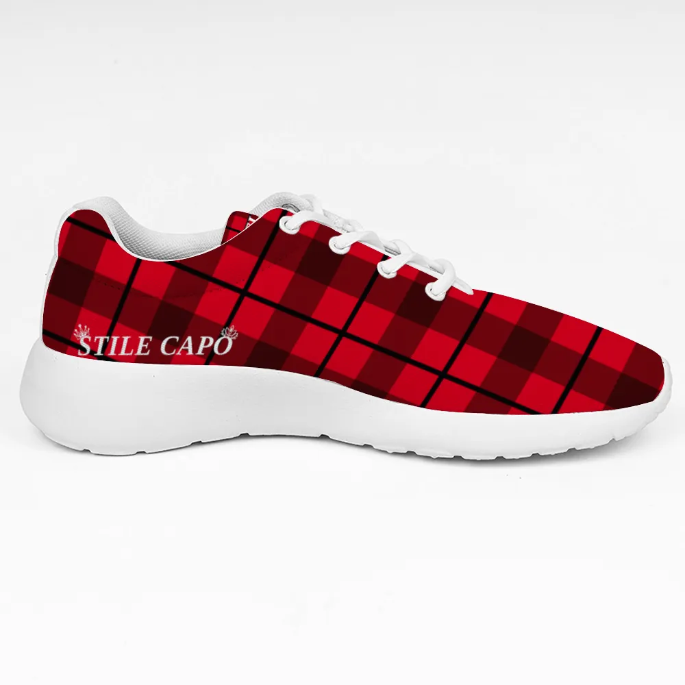 STILE CAPO QUEENS RED/BLK PLAID Ultra-light Breathable Slip-on Sneakers