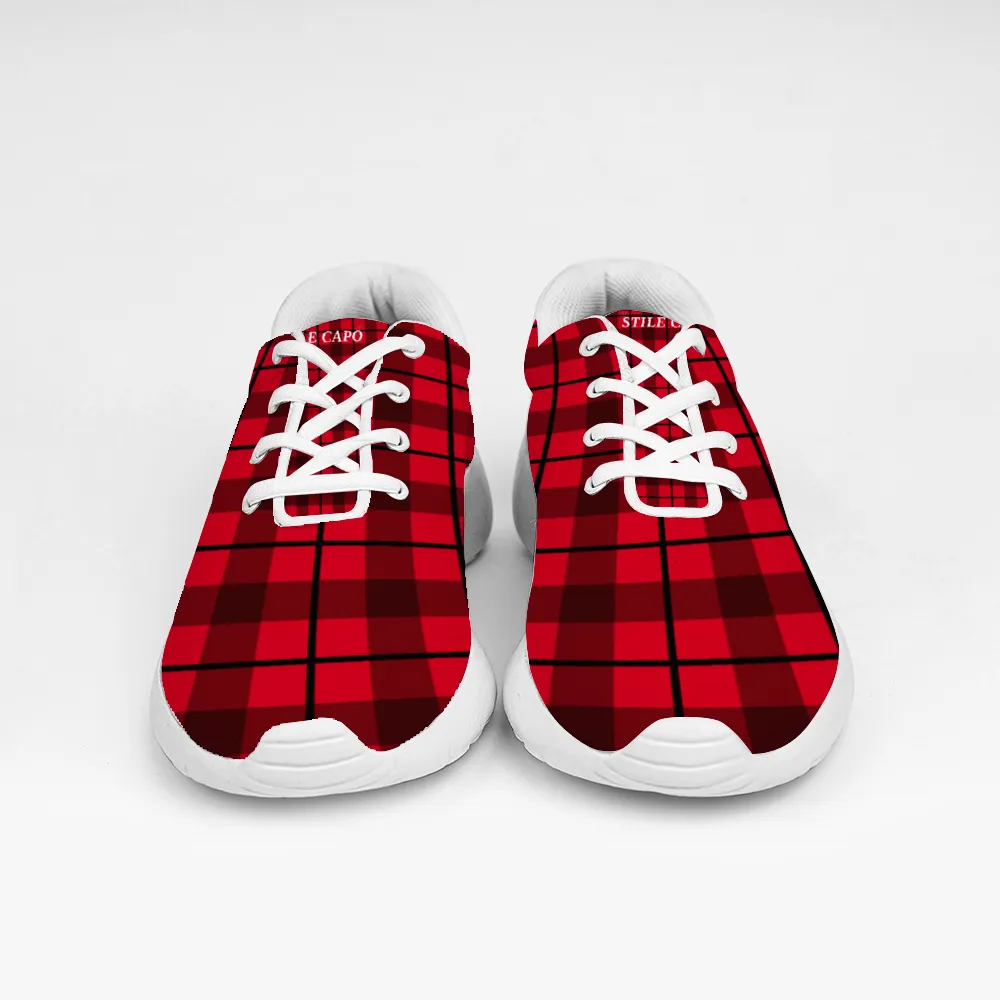 STILE CAPO QUEENS RED/BLK PLAID Ultra-light Breathable Slip-on Sneakers