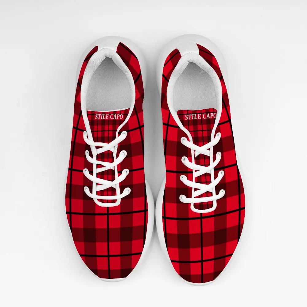 STILE CAPO QUEENS RED/BLK PLAID Ultra-light Breathable Slip-on Sneakers