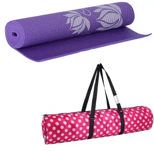 Strauss Yoga Mat 6MM,(Floral Blue) and Yoga Knee Pad Cushion