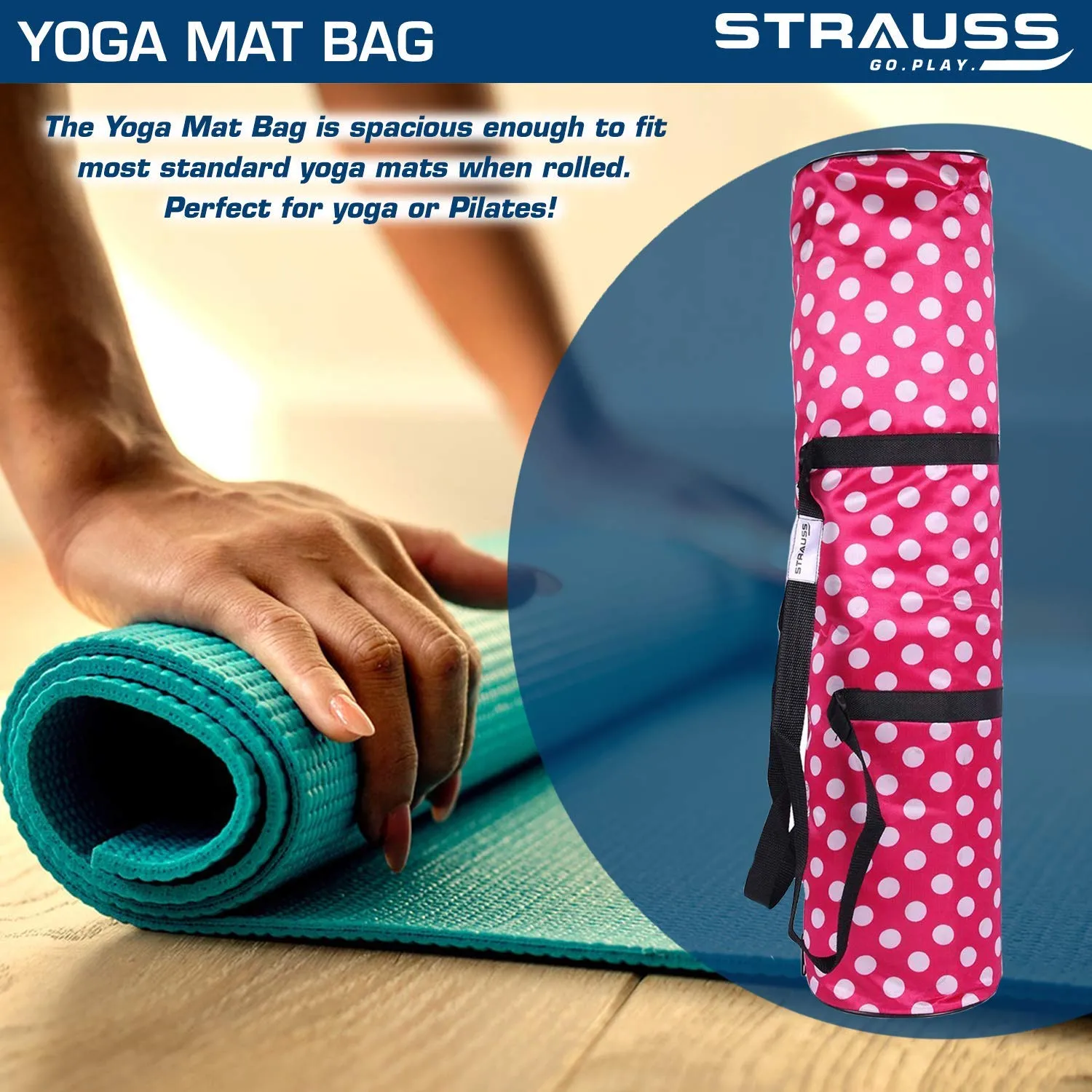 Strauss Yoga Mat 6MM,(Floral Blue) and Yoga Knee Pad Cushion