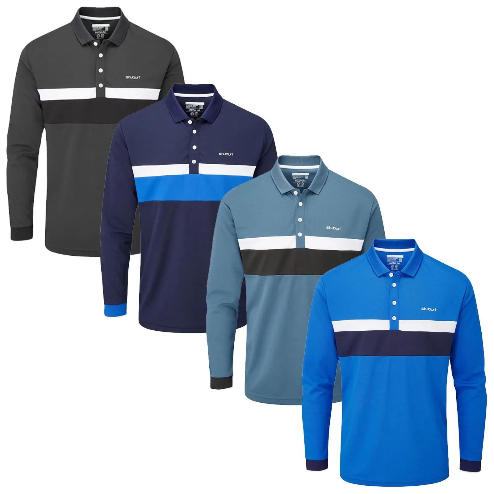 Stuburt Mens Motion Long Sleeve Polo Shirt