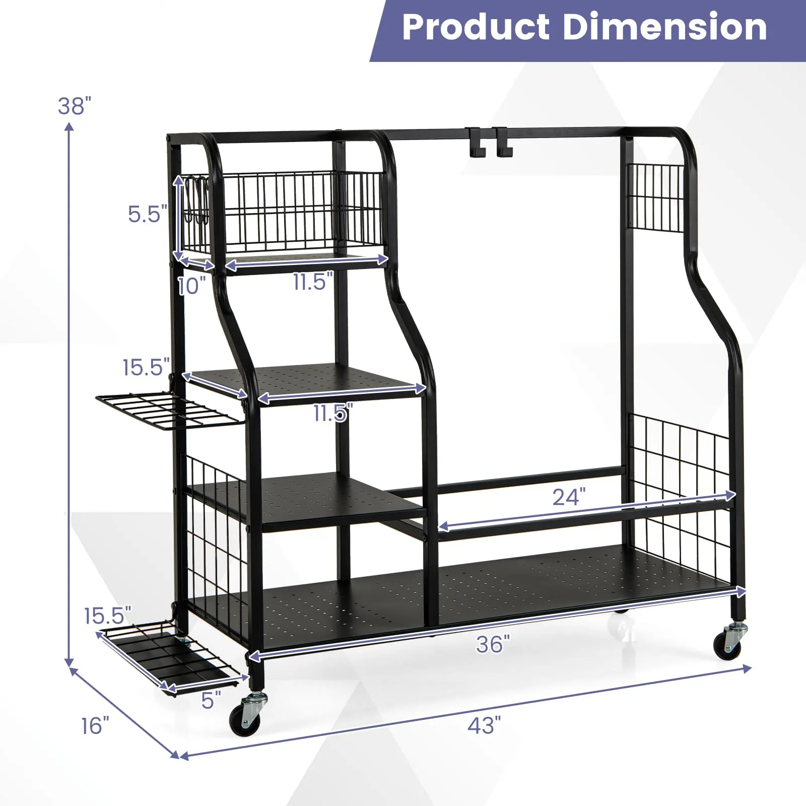 Tangkula Golf Bag Storage Rack for Garage, Golf Bags Stand with 3-Tire Storage Rack, Top Golf Basket