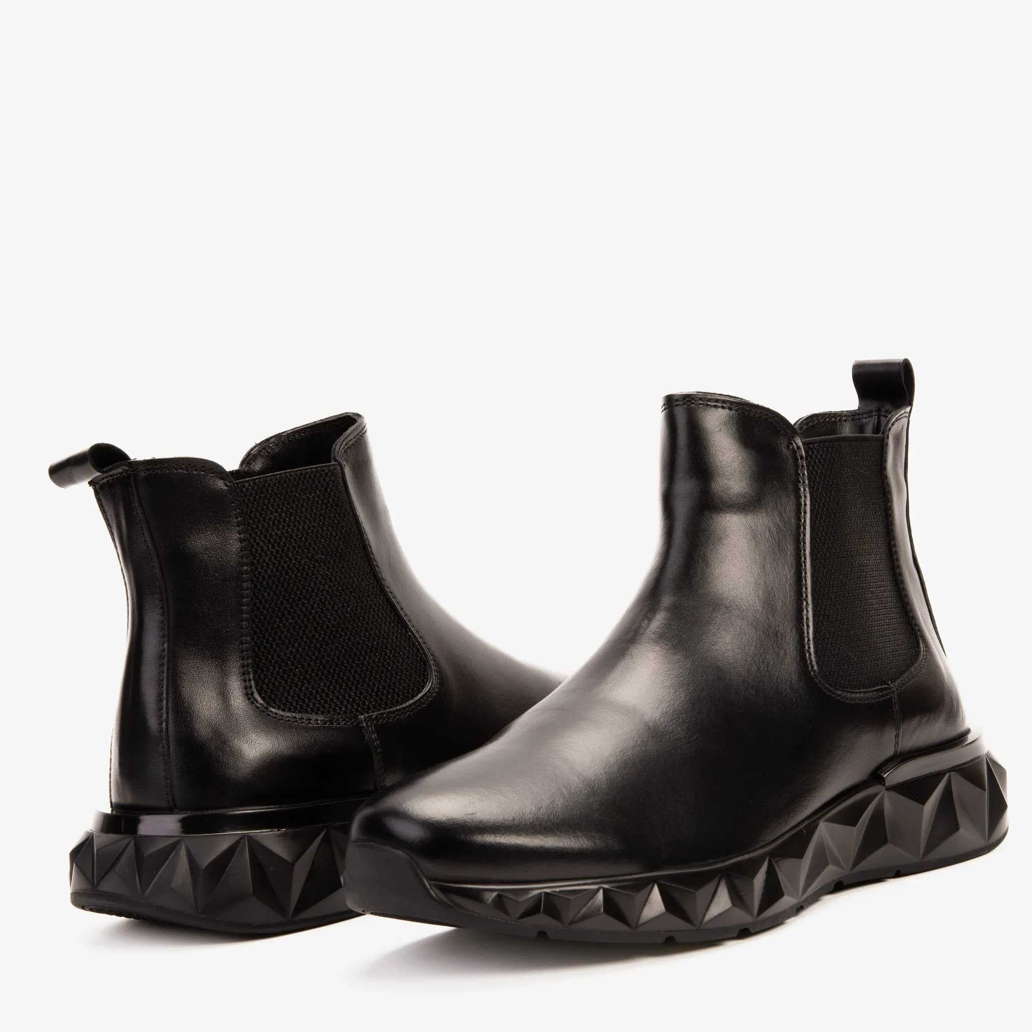 The Apex Black Leather Men Chelsea Boot