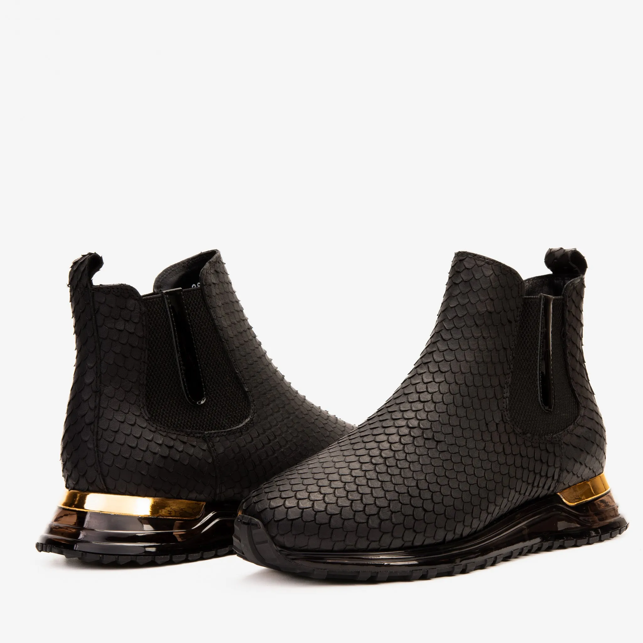 The Panther Black Leather Men Chelsea Boot