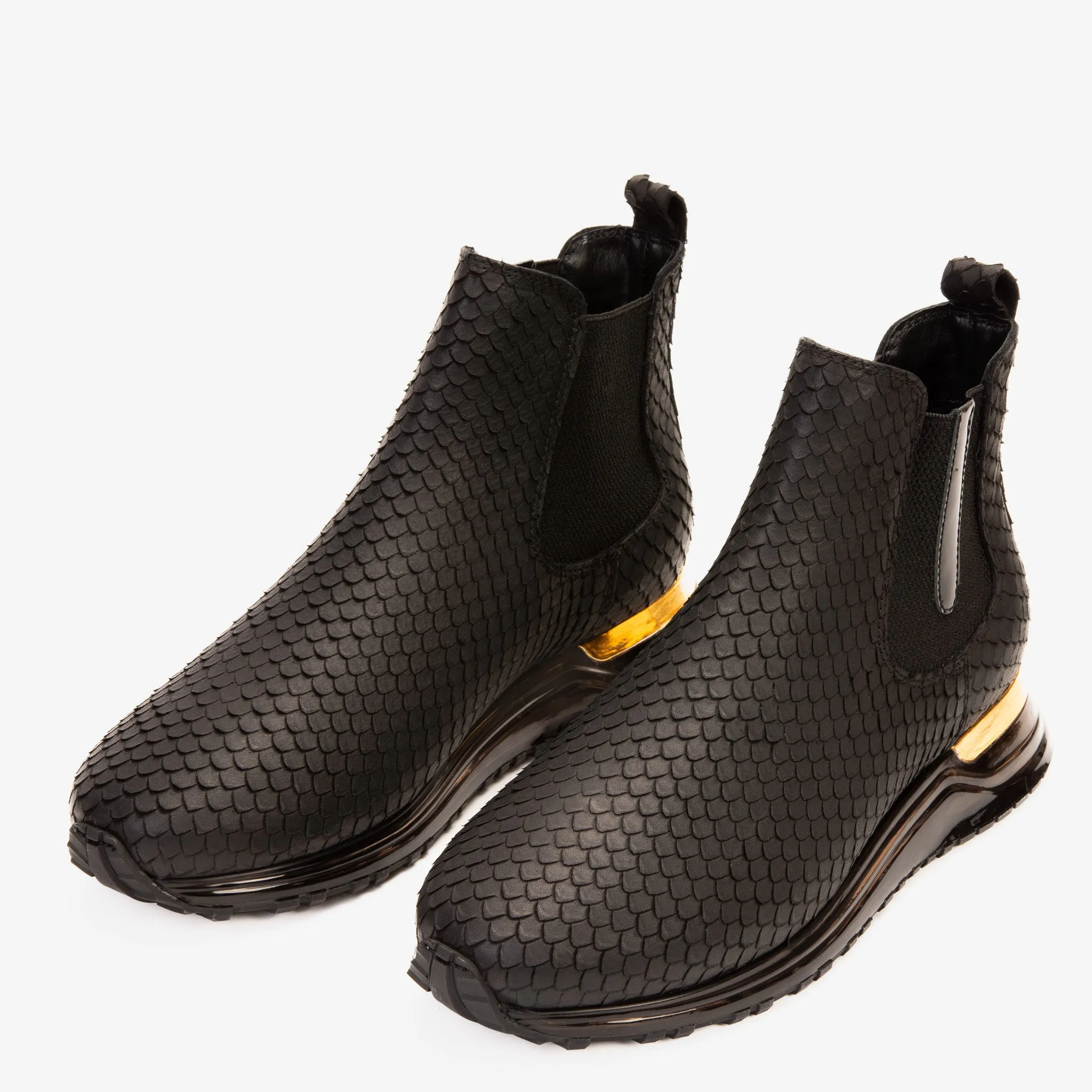 The Panther Black Leather Men Chelsea Boot