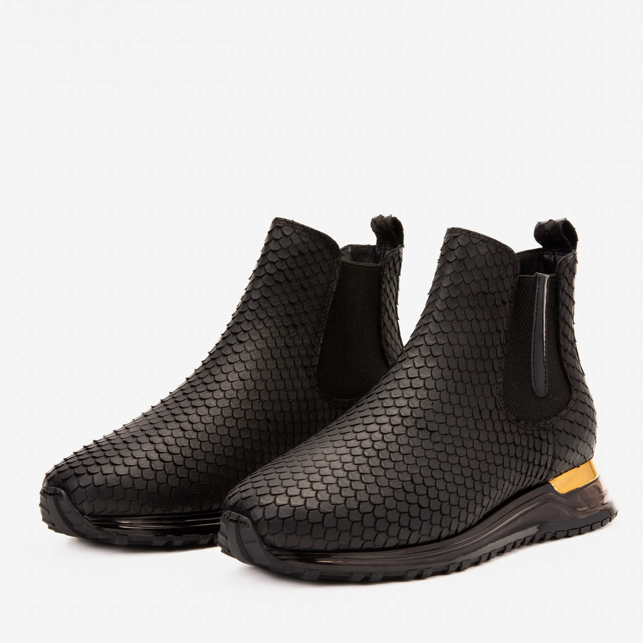 The Panther Black Leather Men Chelsea Boot