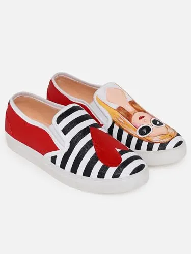 THE QUIRKY NAARI Fashionista Slipons for The Fashion Forward | Red | 3 UK