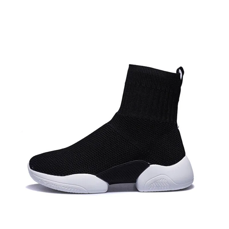 TINO KINO Sock Boots Women Knitted Ankle Boots Flats Ladies Breathable Platform Casual Comfort Autumn New Female Sneakers 2020