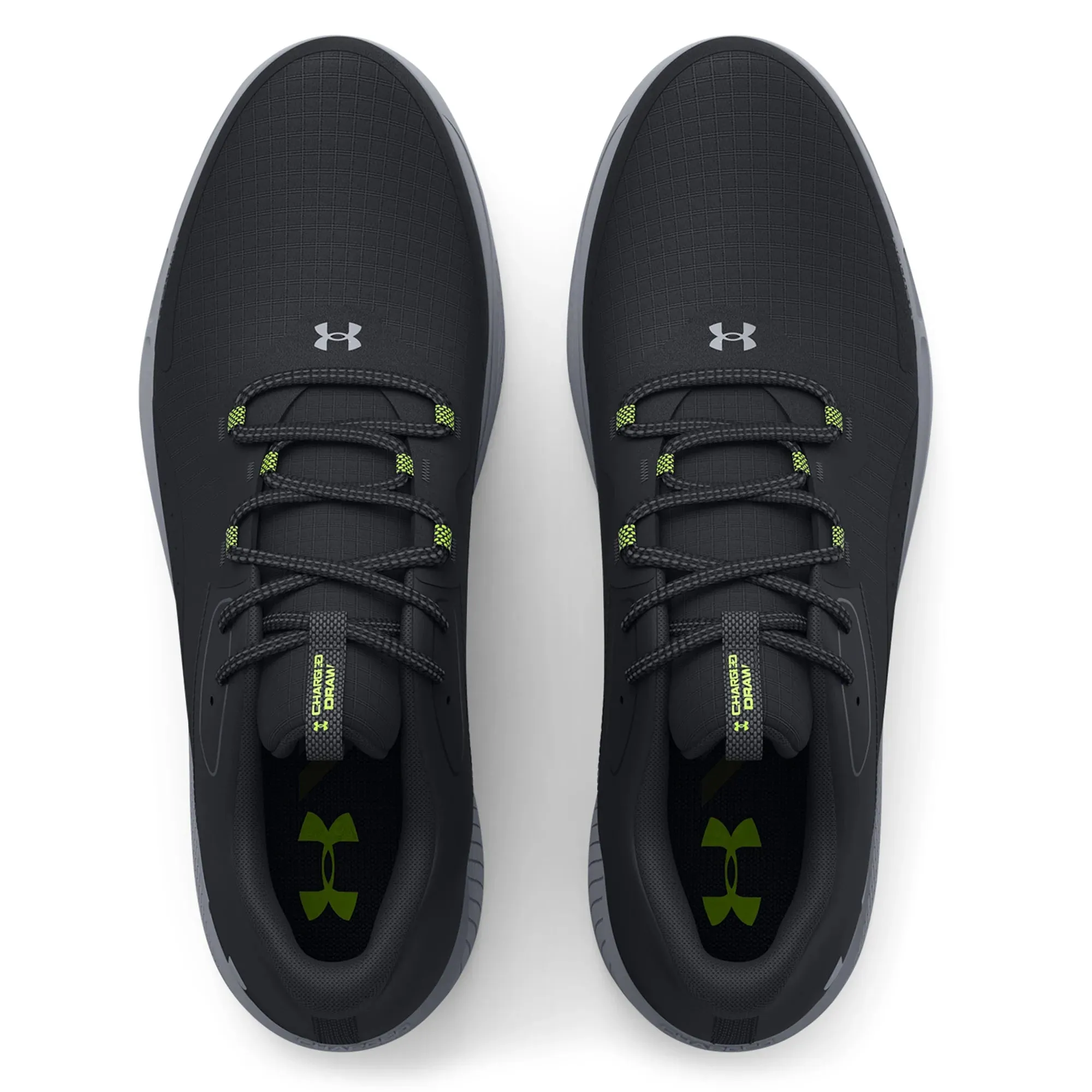 Under Armour Charged Draw 2 Spikeless Golf Shoes - Black/Steel/Green