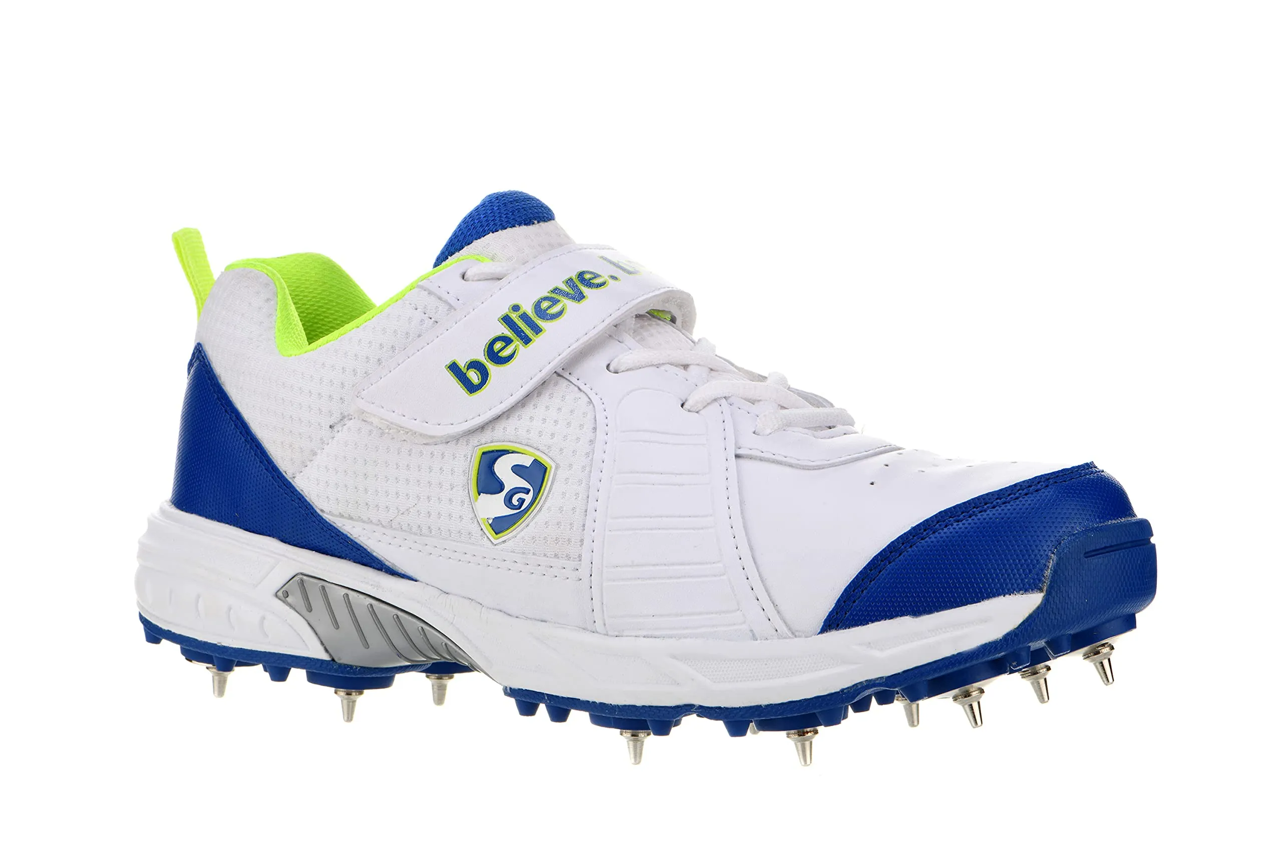 Unisex-Adult Savage Spikes Sports Shoes (White | Lime | R.Blue)