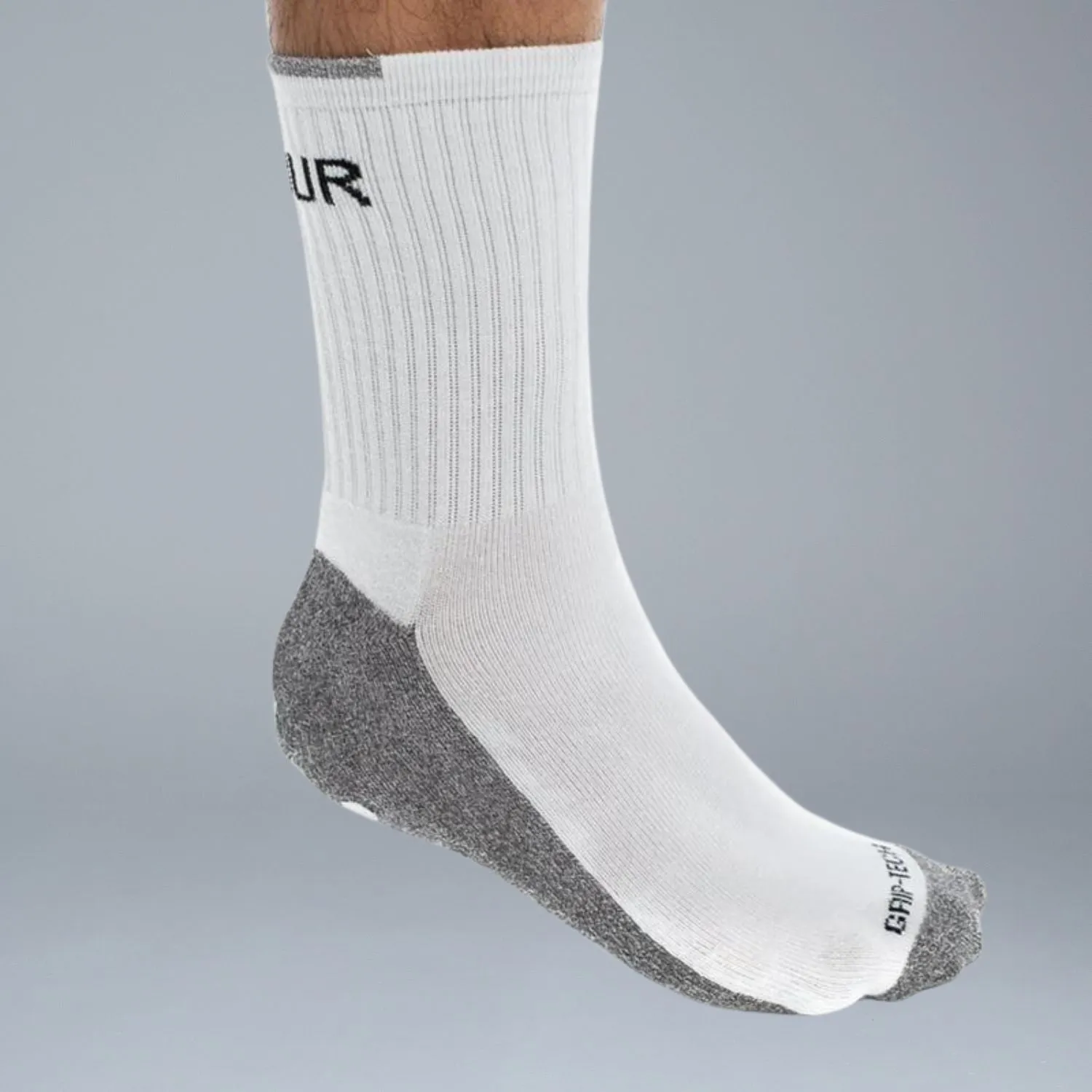 Valour Active Tech Grip Crew Socks - White & Black