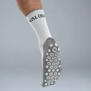 Valour Active Tech Grip Crew Socks - White & Black