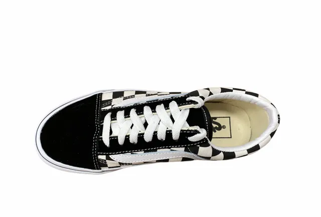 Vans scarpa sneakers da donna con zeppa Old Skool Platform VN0A3B3UHRK1 quadri nero bianco