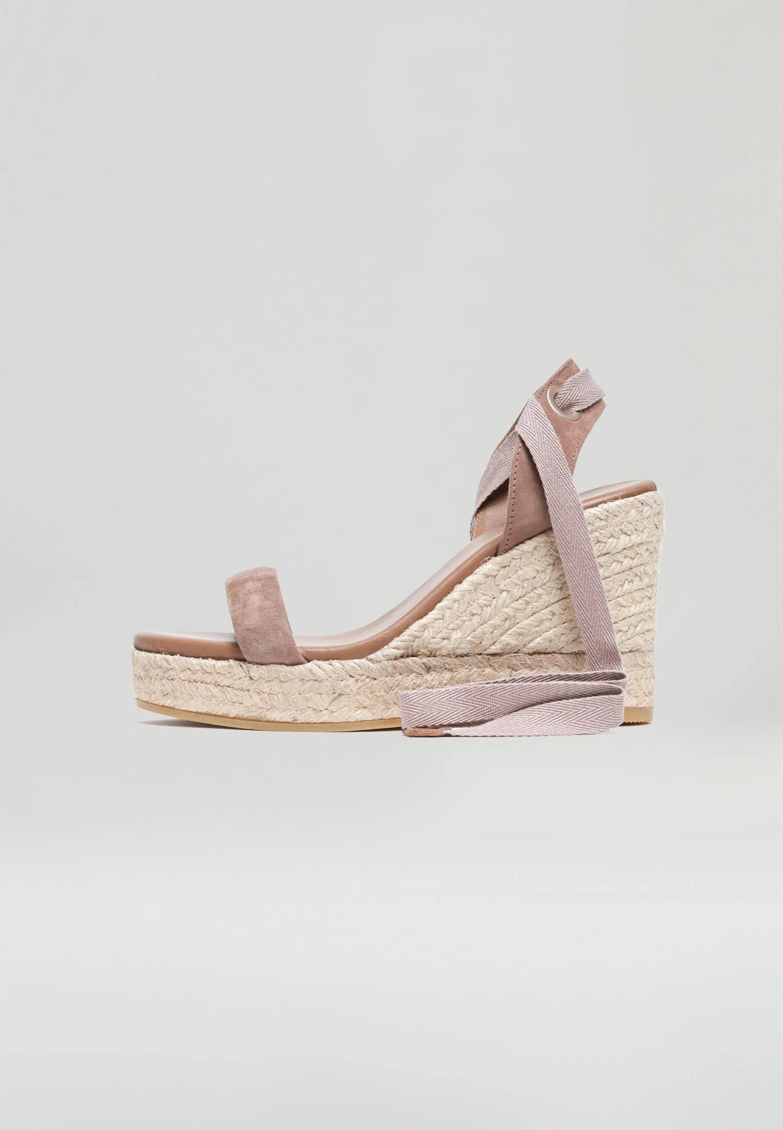 Wedge Sandals - Taupe Suede